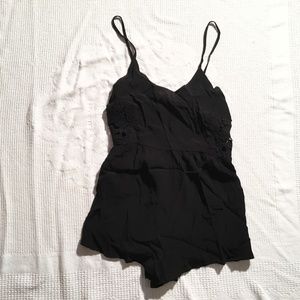 Forever 21  XXI Size S Black Rayon Romper NWT Super Cute Cut Out